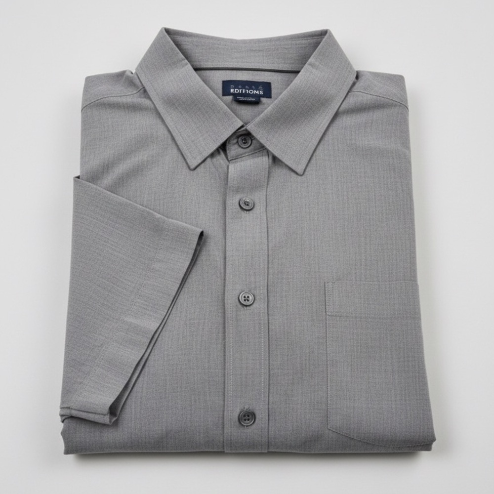 Basic Editions Gray Men's short sleeve Casual Button Down Shirt - XXL
